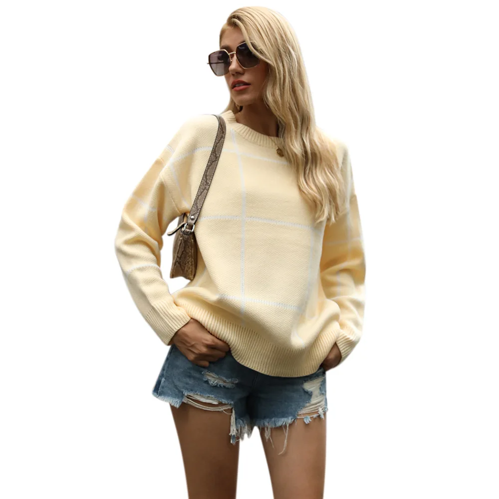 2021 Hot sale Fashionable Winter Tops Casual Checkered Women Plaid Pullover Sweater, Gray,green,black
2021 Hot sale Fashionable Winter Tops Casual Checkered Women Plaid Pullover Sweater, Gray,green,black