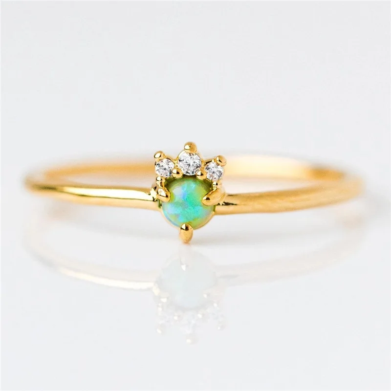 Trendy New Design Simplicity women adjustable 18k gold Plated diamond opal ring 
Trendy New Design Simplicity women adjustable 18k gold Plated diamond opal ring