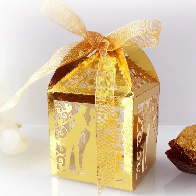 laser cut candy box bride and groom wedding paper favor sweet
