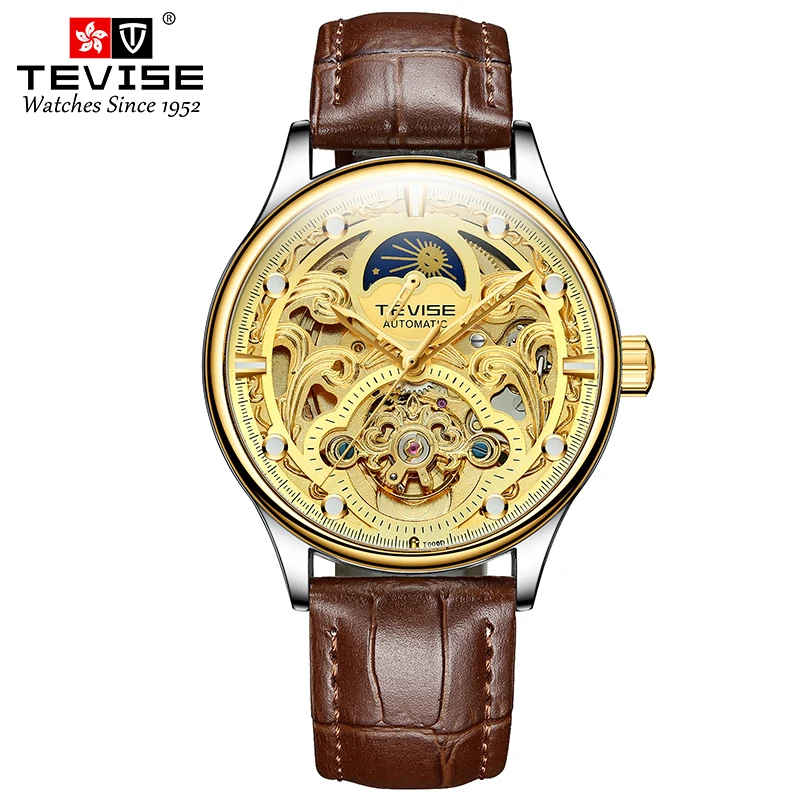 

TEVISE Skeleton Watches Mechanical Automatic Watch Men Tourbillon Sport Clock Casual Business Moon Wrist Watch Relojes Hombre
