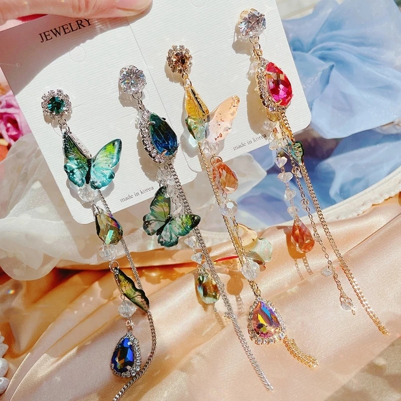 Kaimei Waterdrop Crystal Holiday Pendientes Jewelry Fashion Korean Colorful Butterfly Long Tassel Drop Earrings For Women, Many colors fyi
Kaimei Waterdrop Crystal Holiday Pendientes Jewelry Fashion Korean Colorful Butterfly Long Tassel Drop Earrings For Women, Many colors fyi