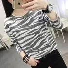 2020 Fashion new Style Striped Short Sleeve crew collar Solid women printed T-Shirts Long sleeve women clothes round neck