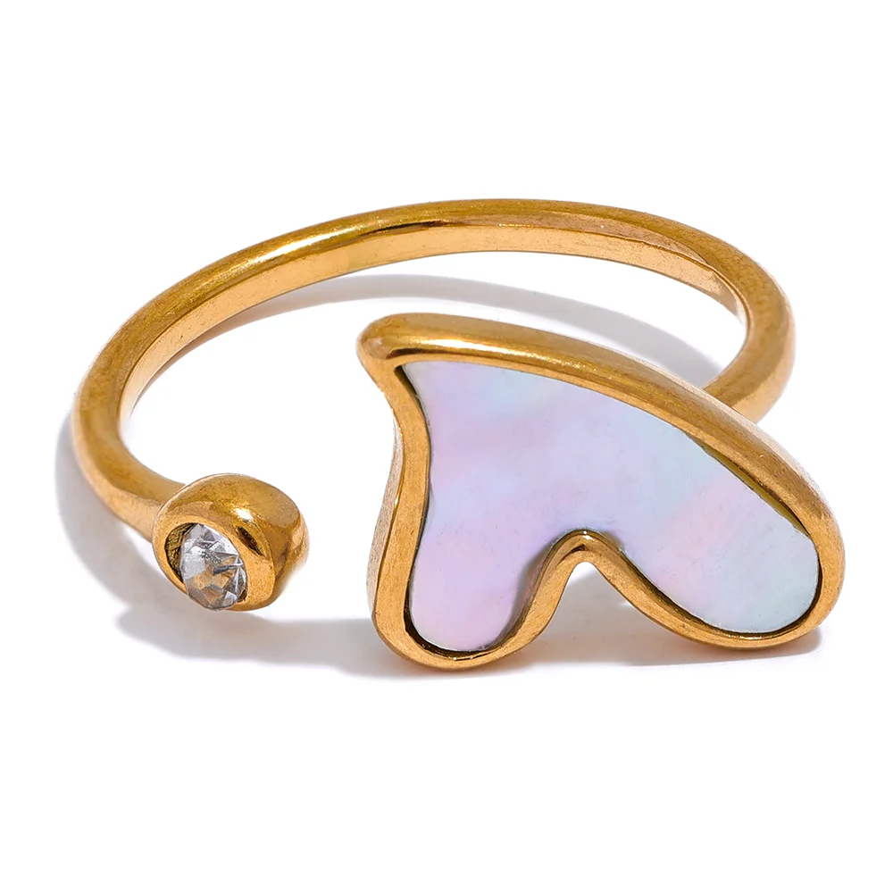 JINYOU 172 Chic Heart Fashion Shell Zirconia Stainless Steel Ring Women Adjustable Romantic Korean Stylish Golden Jewelry
JINYOU 172 Chic Heart Fashion Shell Zirconia Stainless Steel Ring Women Adjustable Romantic Korean Stylish Golden Jewelry