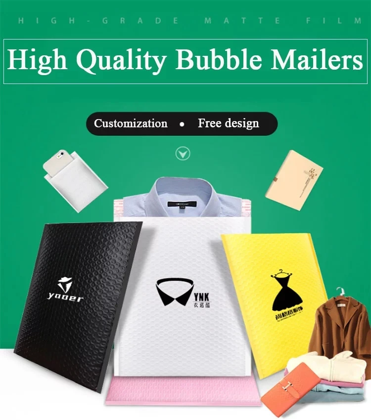 Factory Custom High Grade Shock Printed Air Bubble Poly Co Extruded Film Bubble Envelope Mailer Bag Padded Plastic