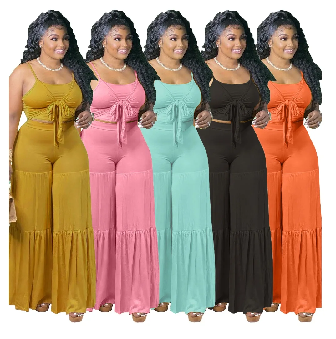 trendy casual plus size women clothes clothing dropshipping 2022 summer tank top and flare pants two 2 piece set fat lady outfit
trendy casual plus size women clothes clothing dropshipping 2022 summer tank top and flare pants two 2 piece set fat lady outfit