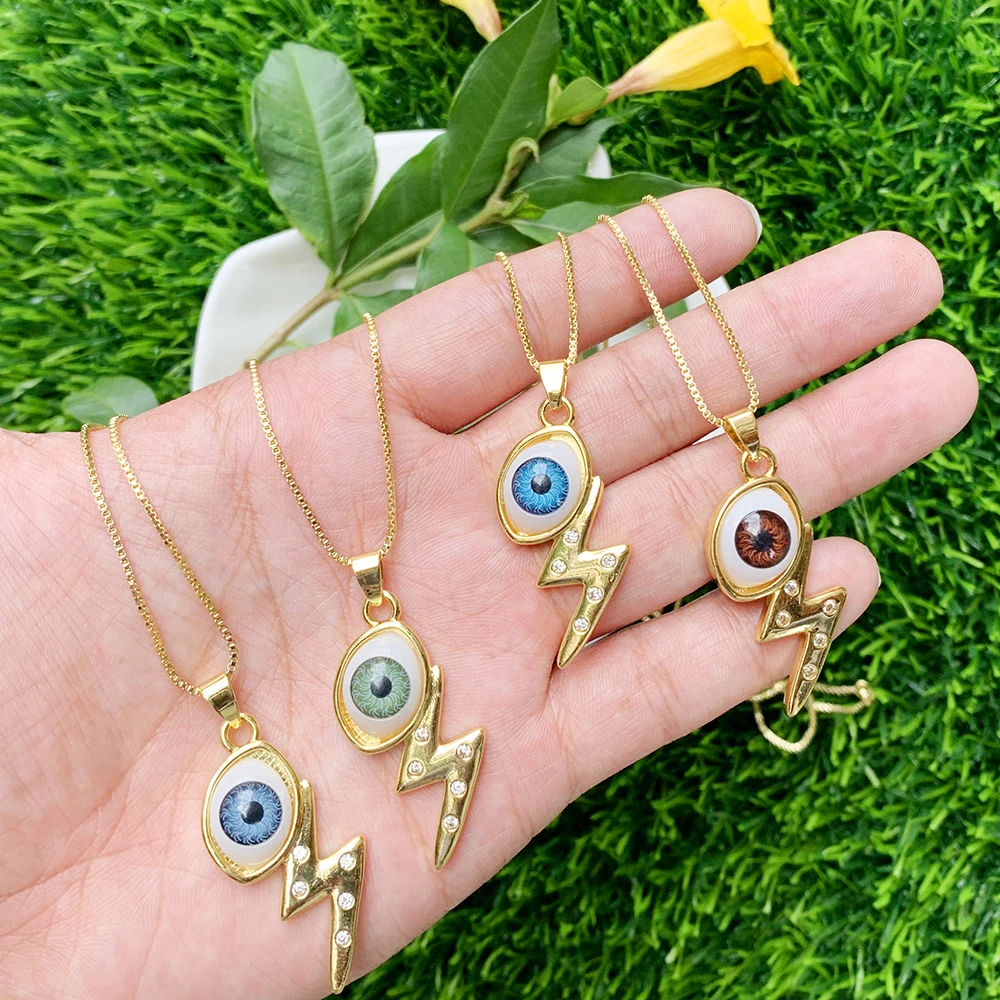 Hip Hop Style Brass Fine BoxChain Necklace Jewelry Lightning Eye CZ Pendant Accessories
Hip Hop Style Brass Fine BoxChain Necklace Jewelry Lightning Eye CZ Pendant Accessories