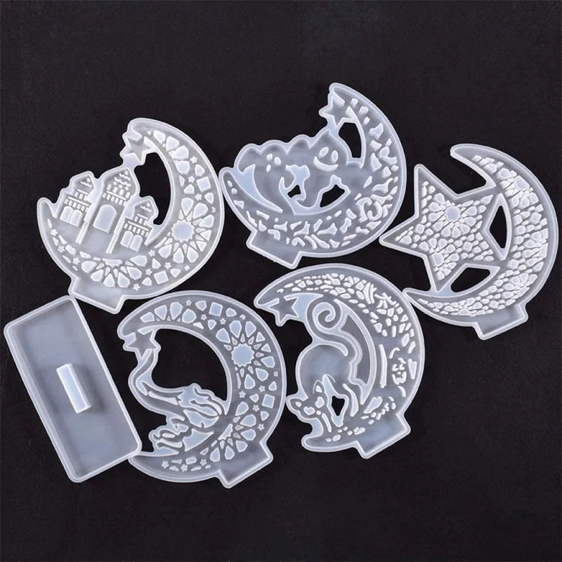 Crescents Moon Resin Mold with Stand Ramadan Silicone Mold Display Board Casting Mold Epoxy for Table Home Decoration Crafts
Crescents Moon Resin Mold with Stand Ramadan Silicone Mold Display Board Casting Mold Epoxy for Table Home Decoration Crafts