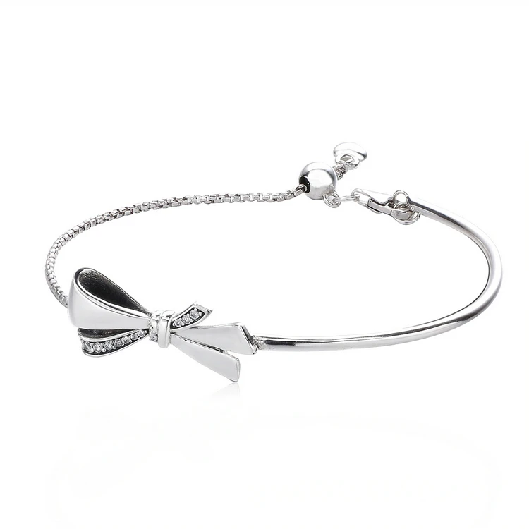 Top quality engagement jewellery brilliant sparkling bow slider bracelet, Silver color
Top quality engagement jewellery brilliant sparkling bow slider bracelet, Silver color