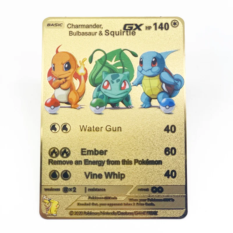 2021 High Quality Gold Metal Charizard Card Custom Design Charizard, Blastoise, Venusaur Trading Game Card Base Set
2021 High Quality Gold Metal Charizard Card Custom Design Charizard, Blastoise, Venusaur Trading Game Card Base Set