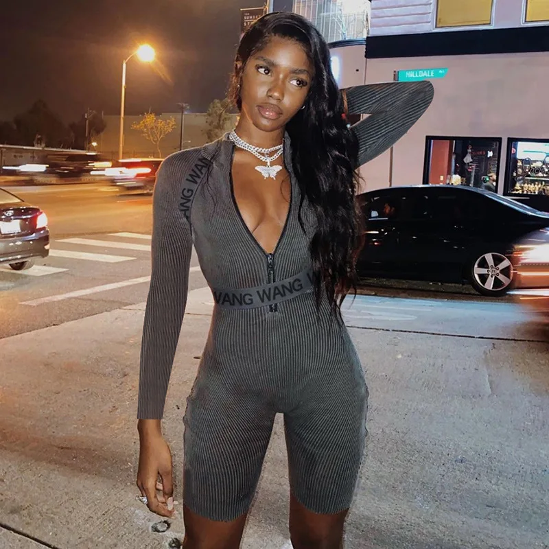 Letter Print Striped Zipper Long Sleeve Jumpsuits Women Bodysuits 2021 Streetwear Casual Biker Shorts Jumpsuit Romper C13041
Letter Print Striped Zipper Long Sleeve Jumpsuits Women Bodysuits 2021 Streetwear Casual Biker Shorts Jumpsuit Romper C13041