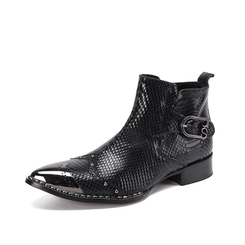 2022 New Arrivals Men's Boots Pointed Toe Square Heel Buckle Black Men's Iron Toe Fashion Ankle Boots
2022 New Arrivals Men's Boots Pointed Toe Square Heel Buckle Black Men's Iron Toe Fashion Ankle Boots