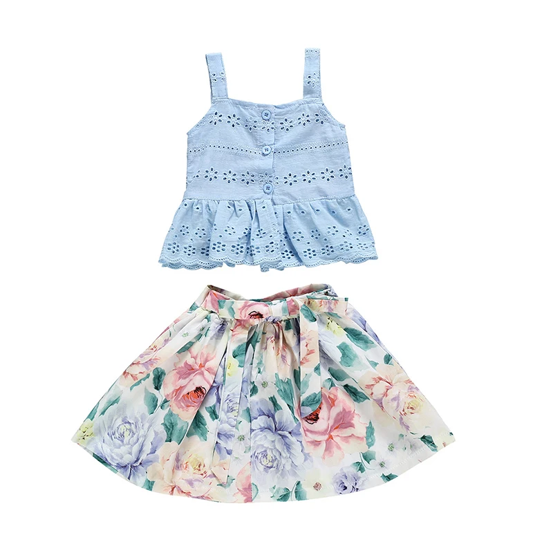 Children's skirt 2020 summer girls' Blue openwork suspender top flower skirt two piece set
Children's skirt 2020 summer girls' Blue openwork suspender top flower skirt two piece set