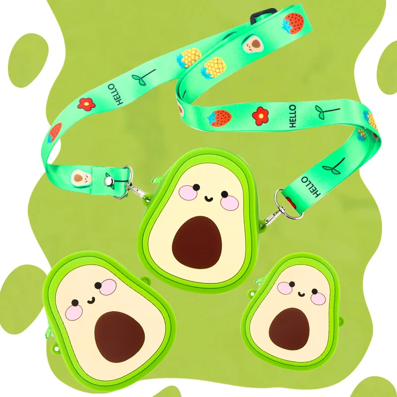 Wholesale fashionable Cute cartoon avocado pattern 3d silicone shoulder bag shape wallet bag hasp silicone coin purse custom, Multiple colors
Wholesale fashionable Cute cartoon avocado pattern 3d silicone shoulder bag shape wallet bag hasp silicone coin purse custom, Multiple colors