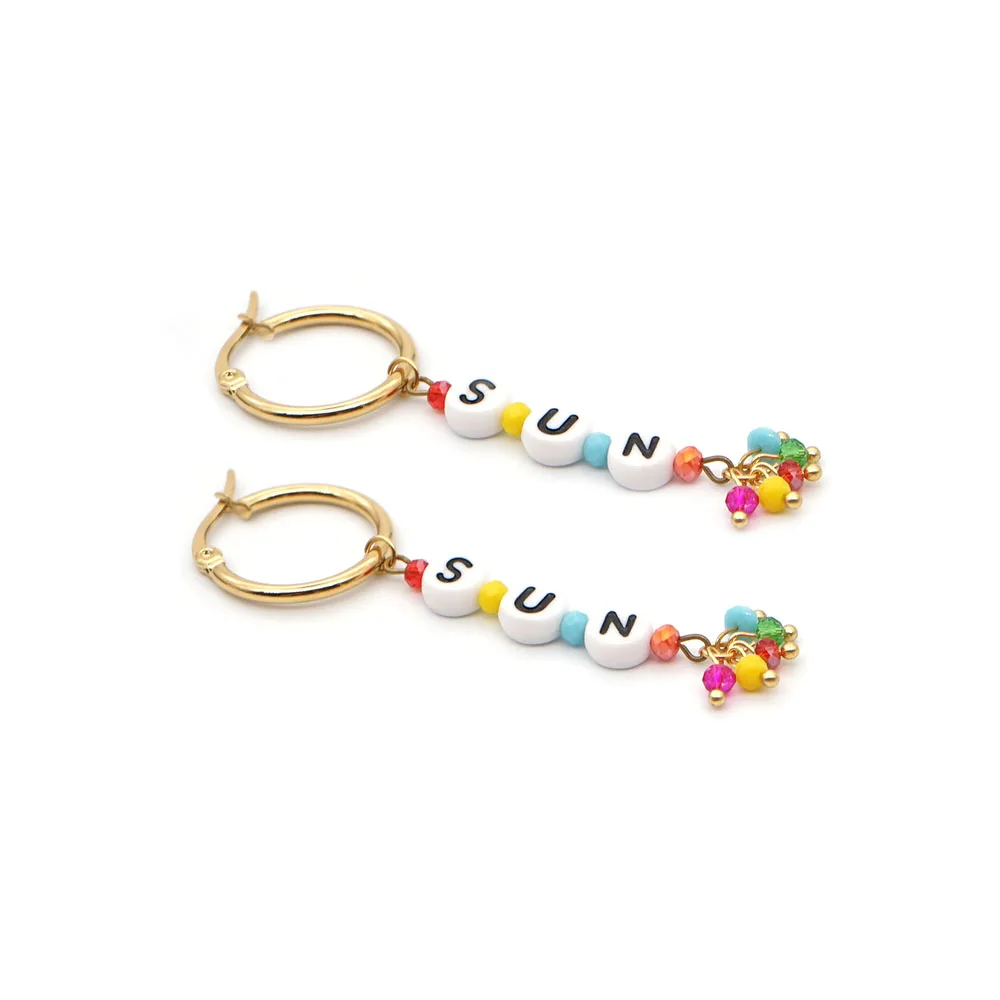 2021 Fashion jewelry women big hoop enamel letter beads charm two tone earrings, Colorful
2021 Fashion jewelry women big hoop enamel letter beads charm two tone earrings, Colorful