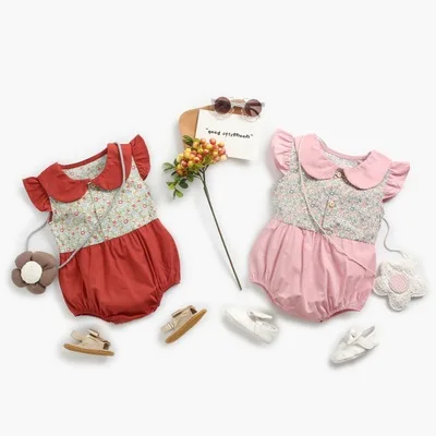 B52581A Baby girls cute clothes fashion flower printed korea style cotton rompers, Pink/red
B52581A Baby girls cute clothes fashion flower printed korea style cotton rompers, Pink/red