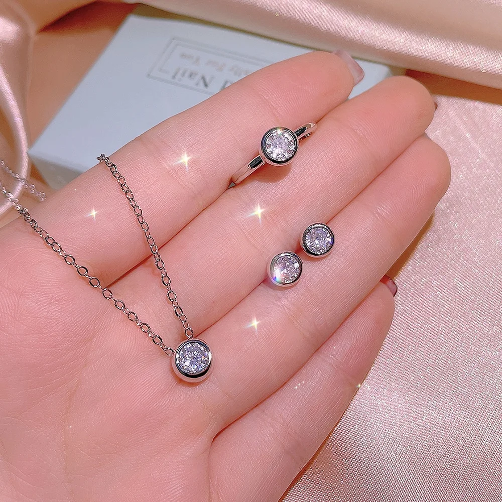 Classic Jewelry Set For Women Simple Crystal Zircon Korean Pendant Necklace Earrings Fashion Jewelry For Girls, Customized color
Classic Jewelry Set For Women Simple Crystal Zircon Korean Pendant Necklace Earrings Fashion Jewelry For Girls, Customized color