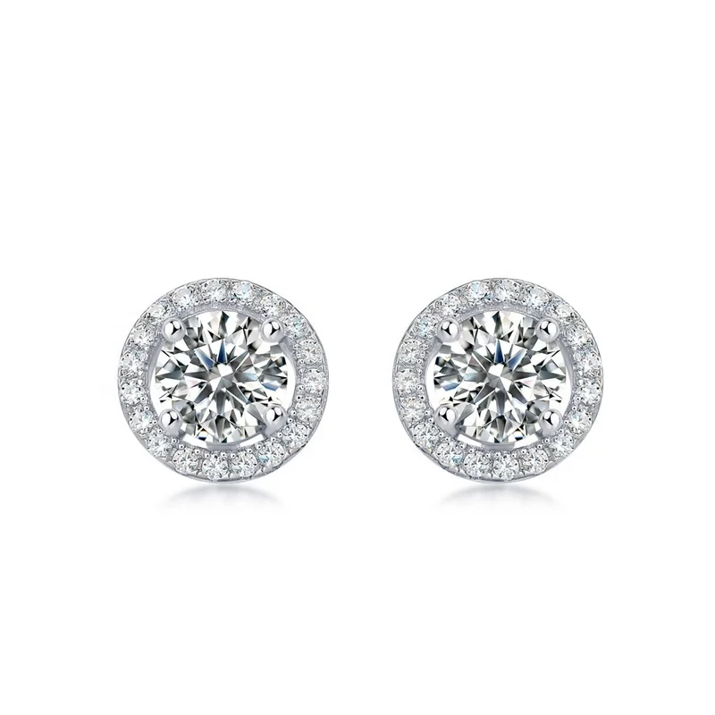 Fine Jewelry Sterling Silver Round Cut Diamond Earrings White Gold Color Moissanite Diamond Stud Earrings For Women
Fine Jewelry Sterling Silver Round Cut Diamond Earrings White Gold Color Moissanite Diamond Stud Earrings For Women