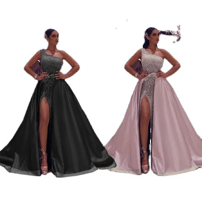 Sparkly Sequined One Shoulder Prom Dresses Luxury High Side Split Evening Gown With Detachable Train Long Formal Party Wear, Picture color
Sparkly Sequined One Shoulder Prom Dresses Luxury High Side Split Evening Gown With Detachable Train Long Formal Party Wear, Picture color