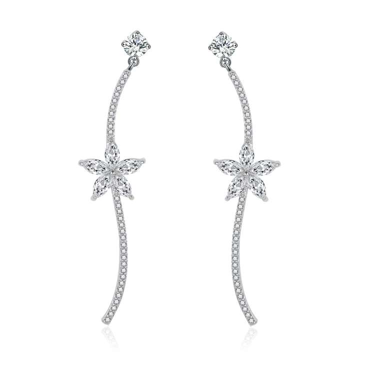 Leaye fashion sterling silver flower design long stud earrings jewelry women zirconia stud earrings
Leaye fashion sterling silver flower design long stud earrings jewelry women zirconia stud earrings
