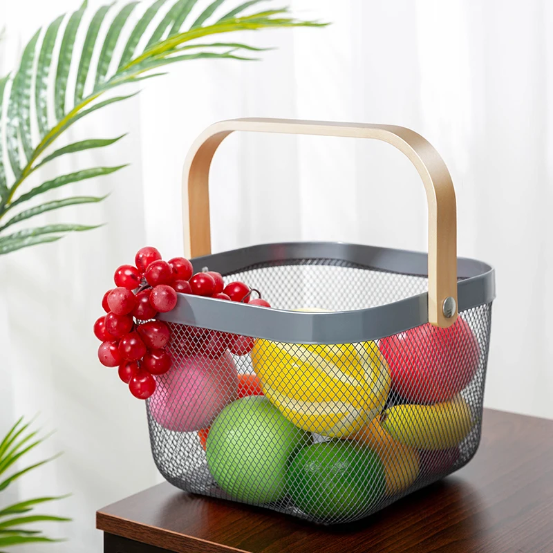 XWX Wholesale Fashionable Portable Picnic Fruit Food Metal Basket Wire Mesh Storage Basket with Wooden Handle, Customized color
XWX Wholesale Fashionable Portable Picnic Fruit Food Metal Basket Wire Mesh Storage Basket with Wooden Handle, Customized color