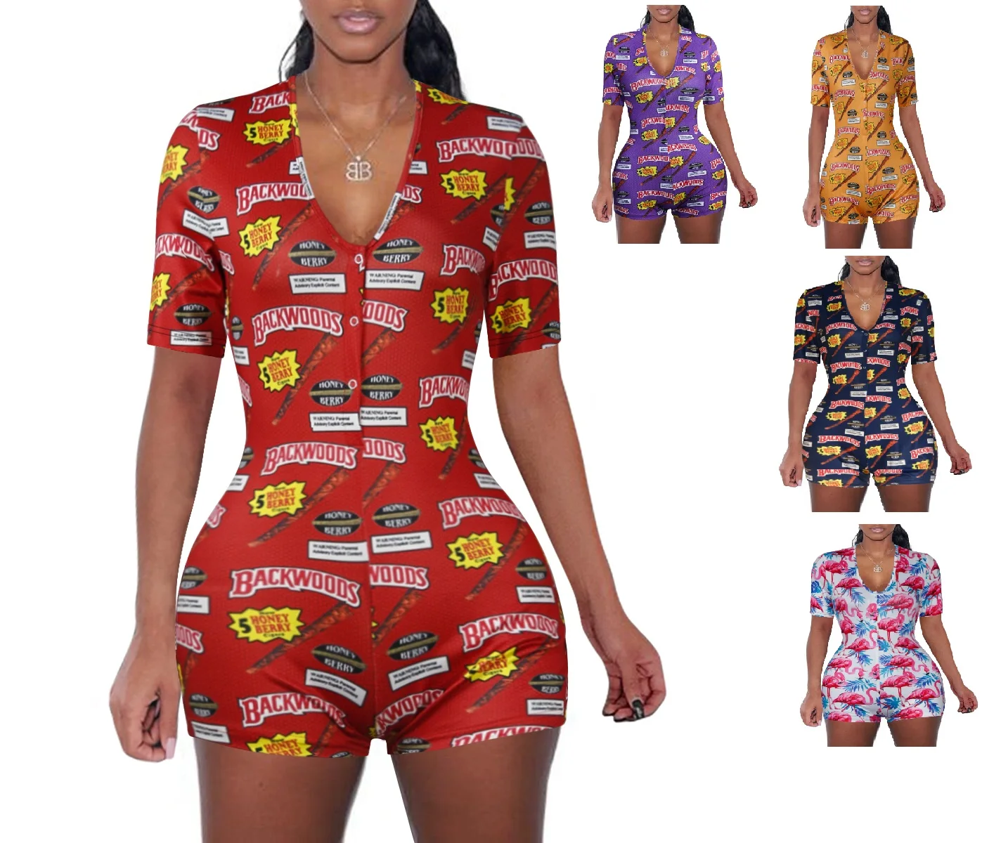 TOB summer women jumpsuit Party Sexy Deep V-collar Printed short Sleeve Sleepwear pajamas DZ016
TOB summer women jumpsuit Party Sexy Deep V-collar Printed short Sleeve Sleepwear pajamas DZ016