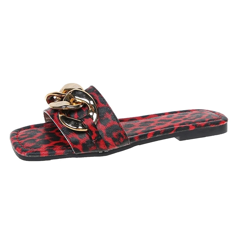 Slippers 2022 Summer Womens Leopard Print Sandals Large Metal Chain Square Flat Shoes Slippers
Slippers 2022 Summer Womens Leopard Print Sandals Large Metal Chain Square Flat Shoes Slippers