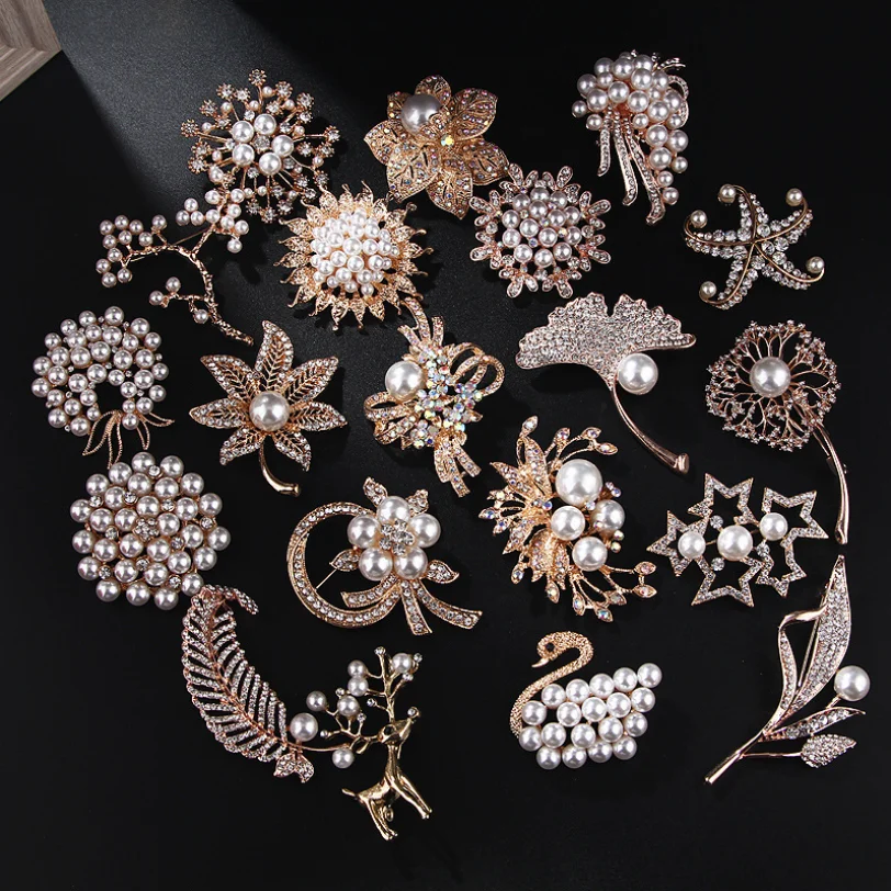 High Quality Gold Silver Jewelry Metal Brooches For Clothes Accessory Pearl Rhinestone Flower Brooch Pins For Women, Colorful
High Quality Gold Silver Jewelry Metal Brooches For Clothes Accessory Pearl Rhinestone Flower Brooch Pins For Women, Colorful