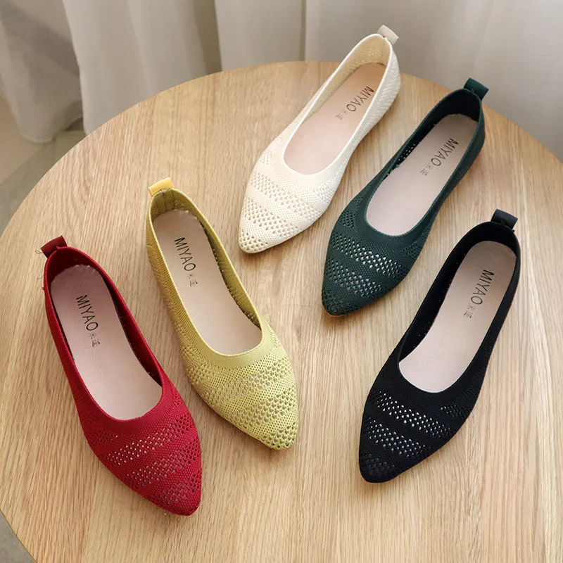all seasons five solid color fly knited rubber sole womens Pointed Mesh casual flats shoes, Picture
all seasons five solid color fly knited rubber sole womens Pointed Mesh casual flats shoes, Picture