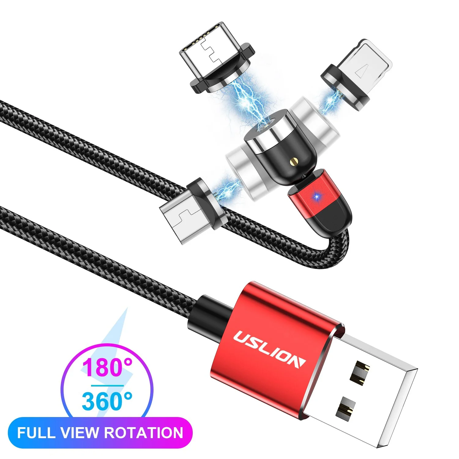 USLION 2021 new 540 rotating magnetic cable 3 in 1 magnetic USB fast charging Cable For Android Type IOS, Black, red, silver,purple
USLION 2021 new 540 rotating magnetic cable 3 in 1 magnetic USB fast charging Cable For Android Type IOS, Black, red, silver,purple