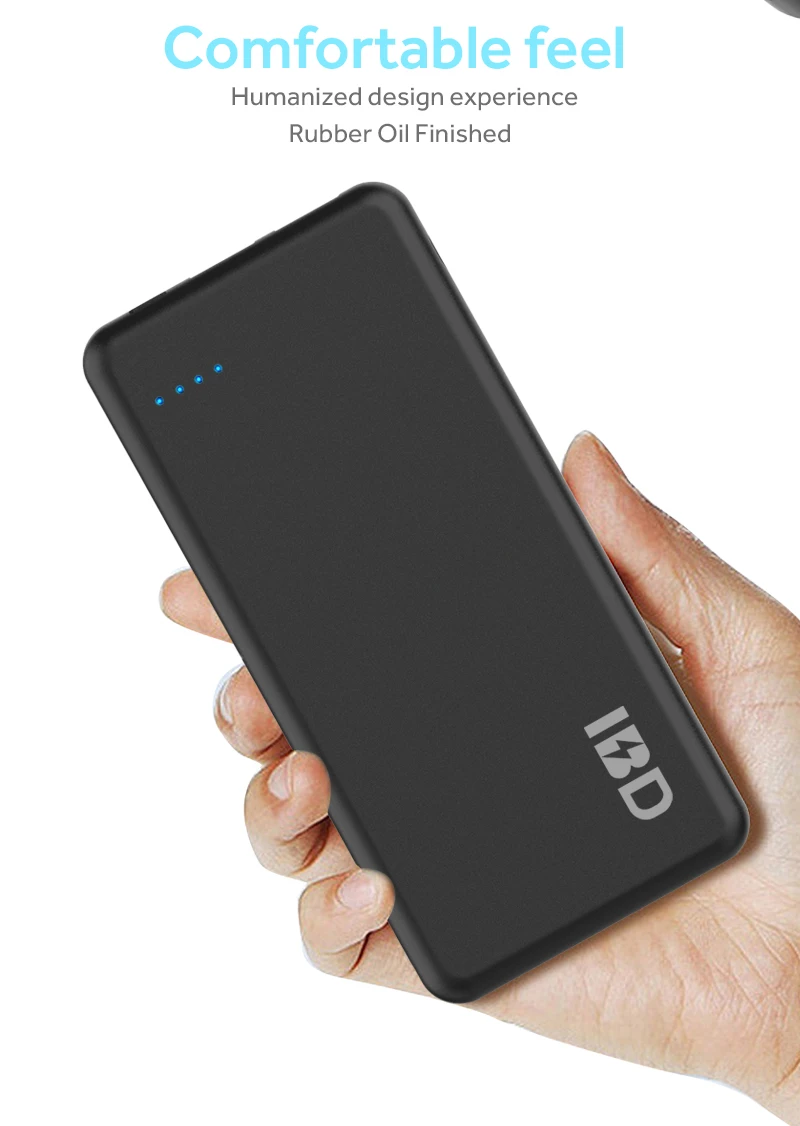 ABS and rubber oil top quality slim mobile pd power bank with built in cable - ANKUX.COM