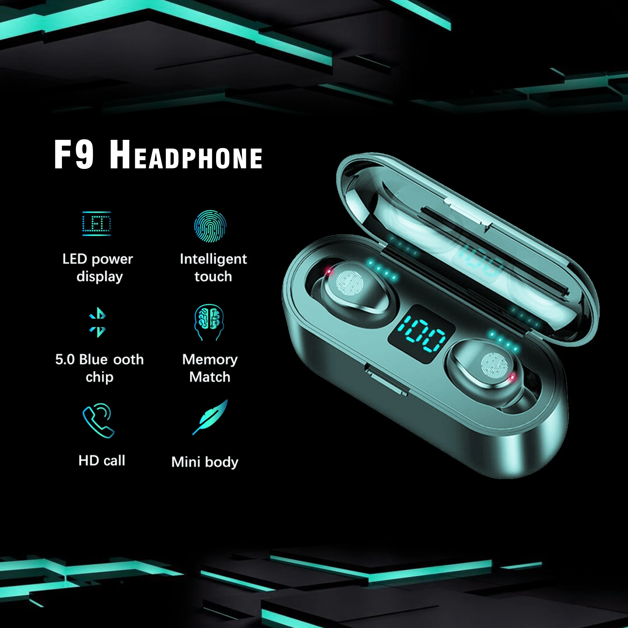 amazon product f9 Wireless Headphone Earphone Audifonos Earphones gaming headset Earbuds earbud airbuds superroots Earphone, White, black
amazon product f9 Wireless Headphone Earphone Audifonos Earphones gaming headset Earbuds earbud airbuds superroots Earphone, White, black