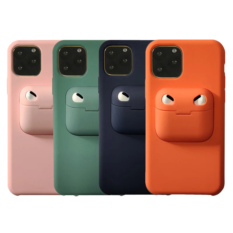 2 in 1 Phone Case for iPhone 12 11 Pro Max for AirPods, Earphone Holder for Airpods Pro Silicon Mobile Phone Cover, 13 colors
2 in 1 Phone Case for iPhone 12 11 Pro Max for AirPods, Earphone Holder for Airpods Pro Silicon Mobile Phone Cover, 13 colors