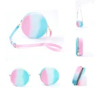 COLOR PVC BAG ROUND WOMAN CASUAL HANDBAGS ZIPPER BEACH BAGS FOR WOMAN