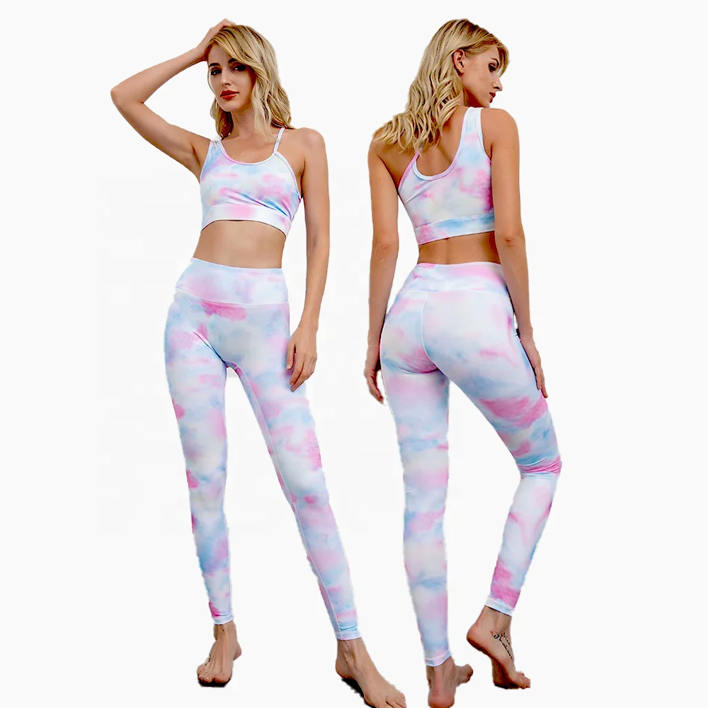 Fitness slant shoulder digital printing female yoga tie dye sports bra and legging set, Customized colors
Fitness slant shoulder digital printing female yoga tie dye sports bra and legging set, Customized colors