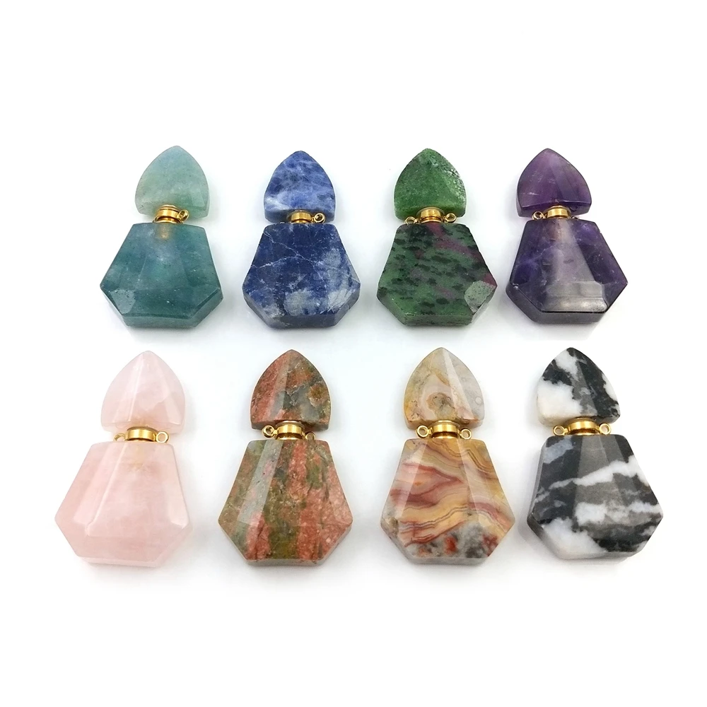 Wholesale Perfume Bottle Pendant Natural Quartz Gemstone Amethyst Essential Oil Crystal Charm Jewelry for Ladies Necklace, Multi
Wholesale Perfume Bottle Pendant Natural Quartz Gemstone Amethyst Essential Oil Crystal Charm Jewelry for Ladies Necklace, Multi