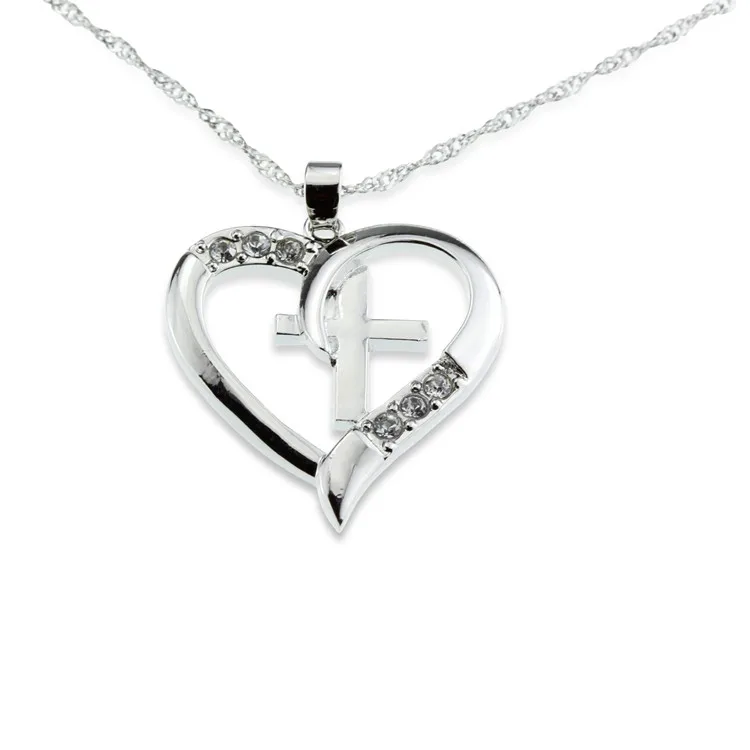 Individual Design Fashion Jewelry Heart Silver Cross Gold Necklace Jesus,Necklace With Cross Pendant, Silver color
Individual Design Fashion Jewelry Heart Silver Cross Gold Necklace Jesus,Necklace With Cross Pendant, Silver color