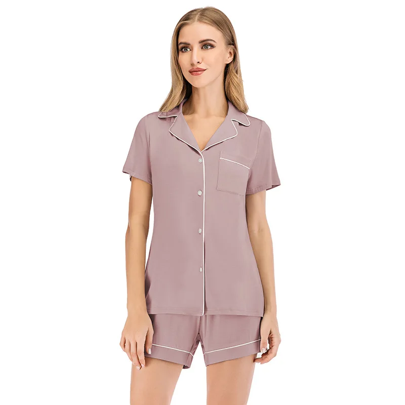 Wholesale Ladies Short Sleeve Shorts Lounge Wear Women Cotton Sleepwear Viscose Pajamas, Customized color
Wholesale Ladies Short Sleeve Shorts Lounge Wear Women Cotton Sleepwear Viscose Pajamas, Customized color