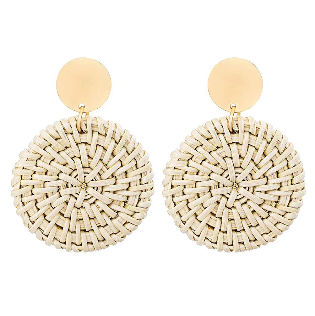 Rattan-woven round cake-shaped pendant earrings new design personality temperament elegant women's earrings
Rattan-woven round cake-shaped pendant earrings new design personality temperament elegant women's earrings
