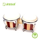 Wooden percussion instrument Bongo drum Iron frame Animal skins