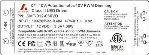 CE led driver 230v ac to 12v 24v dc 36w dimmable 0-10v led transformer