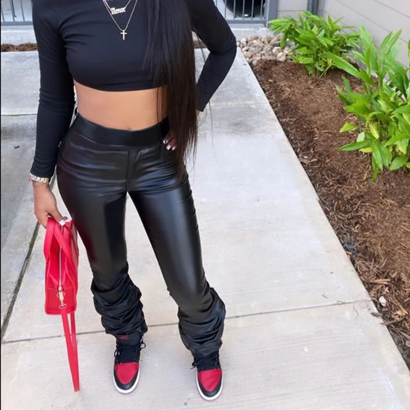 New listing hot sale Skinny Ladies Trousers 2020 Autumn High Elastic Waist PU Leather Bodycon Stacked Pants For Women
New listing hot sale Skinny Ladies Trousers 2020 Autumn High Elastic Waist PU Leather Bodycon Stacked Pants For Women