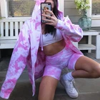Fashion Lady Hoodie Tie Dye High Quality Tie Dye Hoodies For Ladies Fashion Oversize Zipper Lady Hoodies