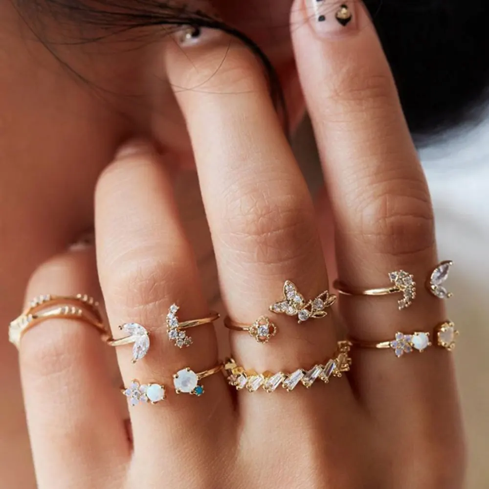 korean fashion alloy gold plated finger rings jewelry women sets for all fingers
korean fashion alloy gold plated finger rings jewelry women sets for all fingers