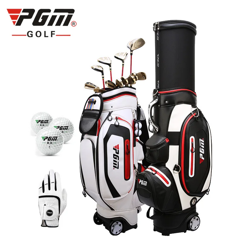 PGM Multifunctional Waterproof Leather Retractable Golf Bag With Wheel in Cool Black and White, Picture
PGM Multifunctional Waterproof Leather Retractable Golf Bag With Wheel in Cool Black and White, Picture