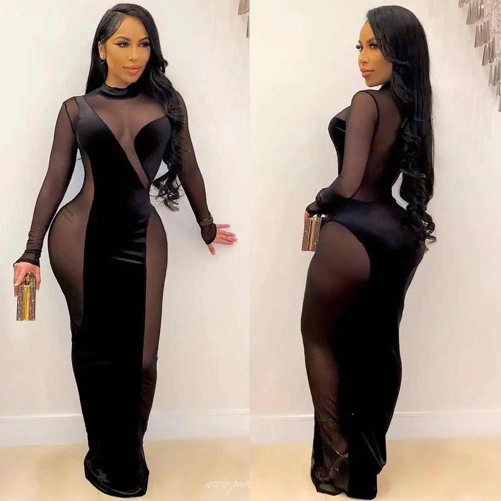 2021 women amazon ins hot sale autumn patchwork pattern floor length evening gown clubwear party dress transparent style, As picture
2021 women amazon ins hot sale autumn patchwork pattern floor length evening gown clubwear party dress transparent style, As picture