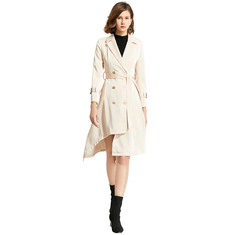 2021 autumn winter women's overcoat fashion solid color irregular hem windbreaker long sleeve double breasted belt women's coat
2021 autumn winter women's overcoat fashion solid color irregular hem windbreaker long sleeve double breasted belt women's coat