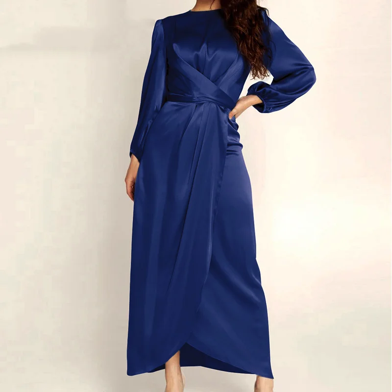 Muslim Dress Abaya in Dubai Islamic Clothing For Women Modest Fashion Tie Belt Satin Dress, Customized
Muslim Dress Abaya in Dubai Islamic Clothing For Women Modest Fashion Tie Belt Satin Dress, Customized