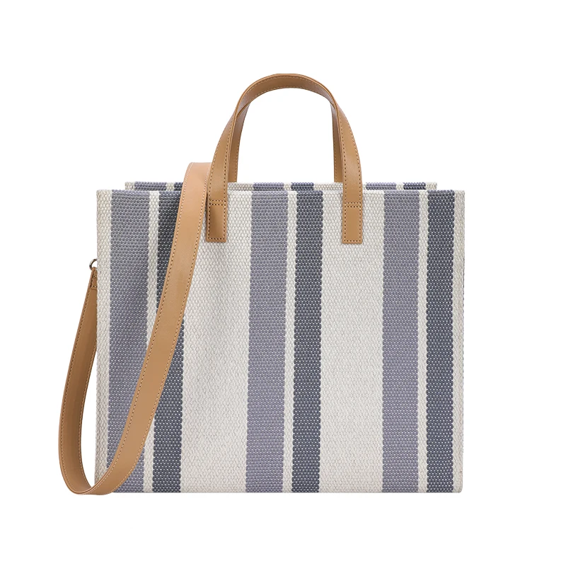 Women Fashion Large Capacity Striped Canvas Tote Bag Leather Top Handle Daily Work Shoulder Girls Fancy Handbags, Customized color
Women Fashion Large Capacity Striped Canvas Tote Bag Leather Top Handle Daily Work Shoulder Girls Fancy Handbags, Customized color