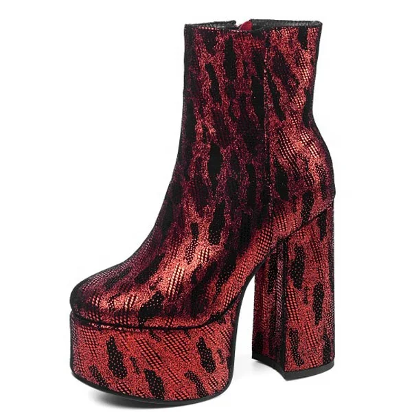 Luxury High Platform Ankle Boots for Women Lady High Chunky Heel Dress Booties Female Round toe Sequins Leather Short Boots, Red gold silver
Luxury High Platform Ankle Boots for Women Lady High Chunky Heel Dress Booties Female Round toe Sequins Leather Short Boots, Red gold silver