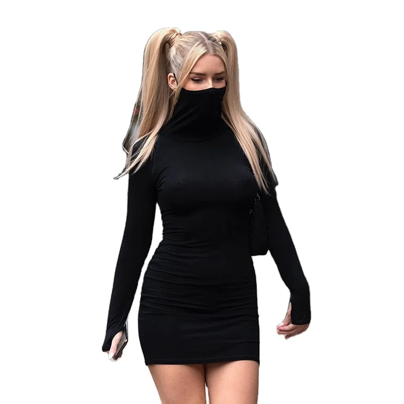 Autumn And Winter New Dust Mask Dress Long Sleeves Sexy Protective Face Package Buttocks Skirt Women, As show
Autumn And Winter New Dust Mask Dress Long Sleeves Sexy Protective Face Package Buttocks Skirt Women, As show